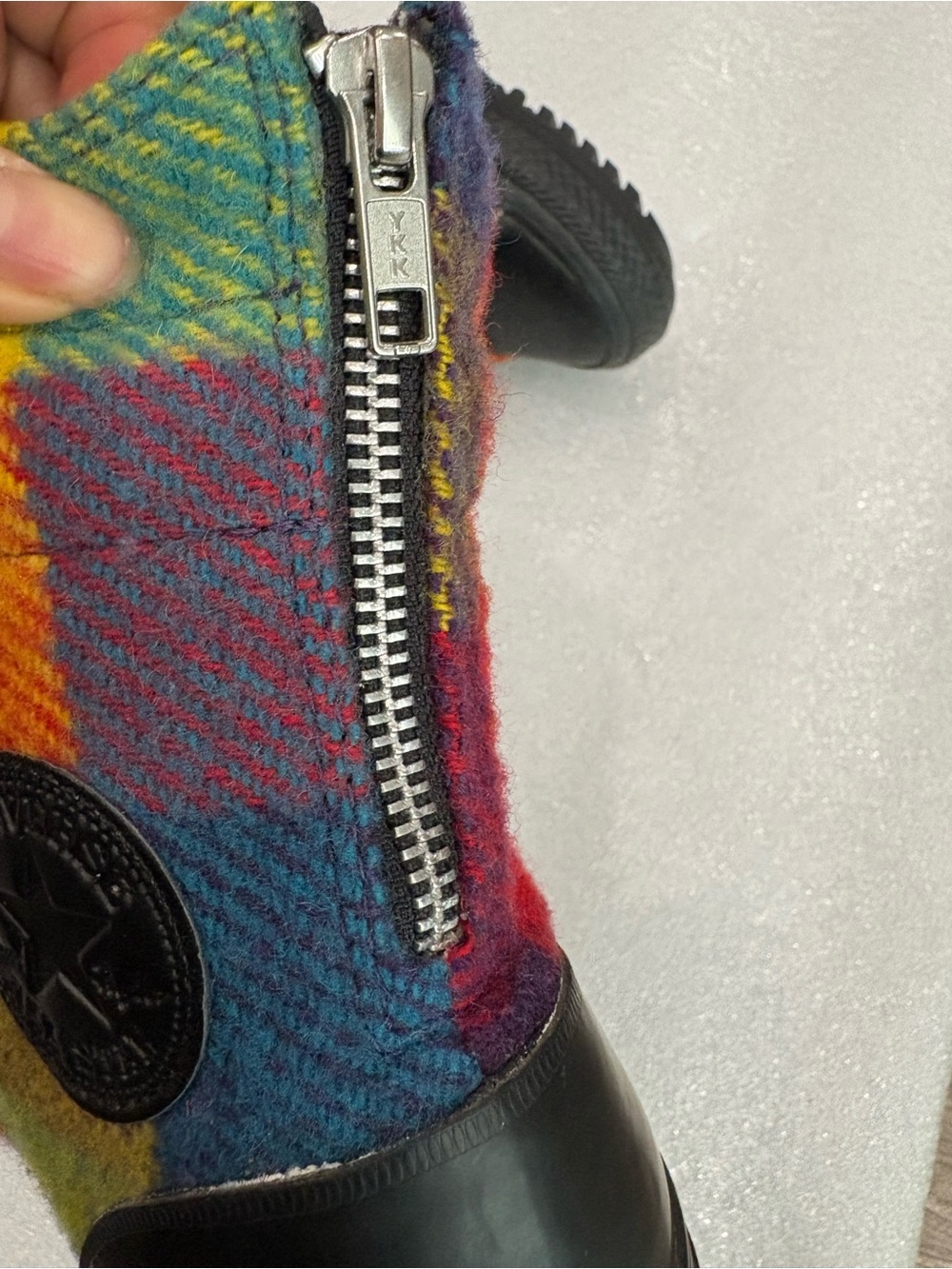 Woolrich Converse Chuck Taylor All Star High Top Rainbow Plaid Wool Sneaker NWOT - Picture 3 of 6